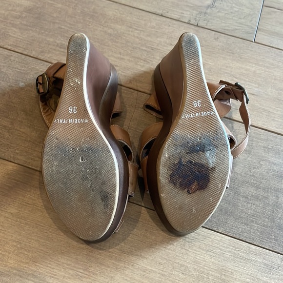 Savio 1969 made in Italy brown leather wedge platform sandals. Retro style. - Picture 6 of 6